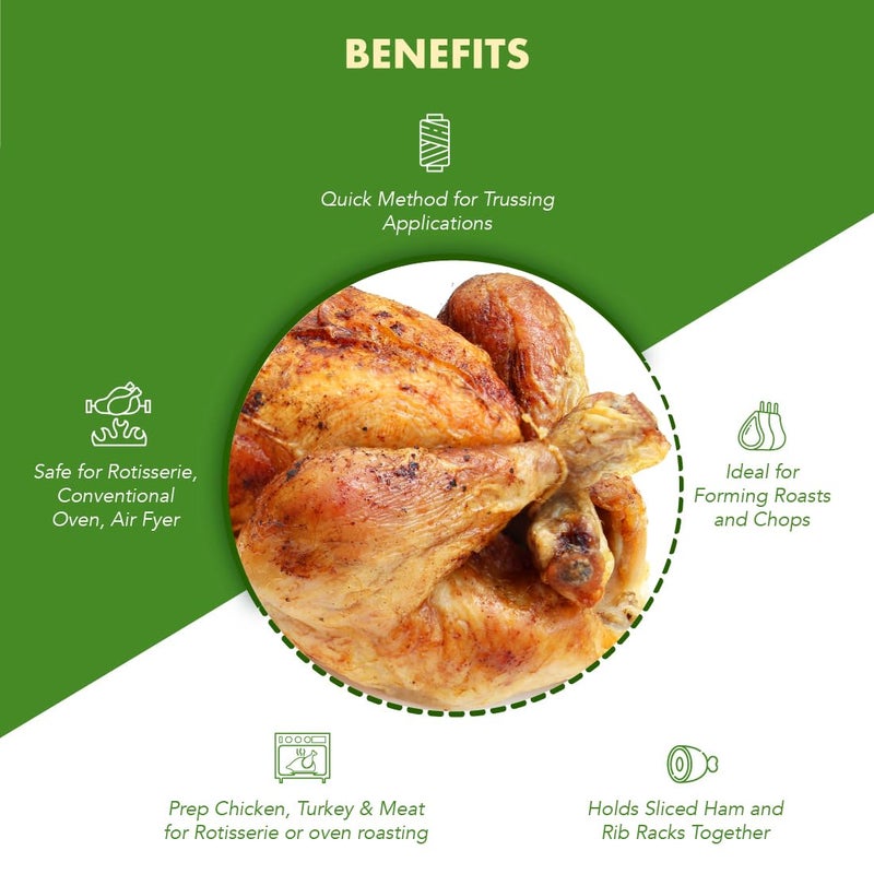 Regency Wraps Trussing Bands, 7" Cotton Elastic Poultry Loops, Pack of 200, Oven and Food Safe for Making Rotisserie Chicken, Roasting Turkey, Forming Roasts - Image 2